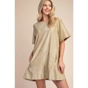 Gold‎ Sequin Velvet Mini Dress Large Party Club